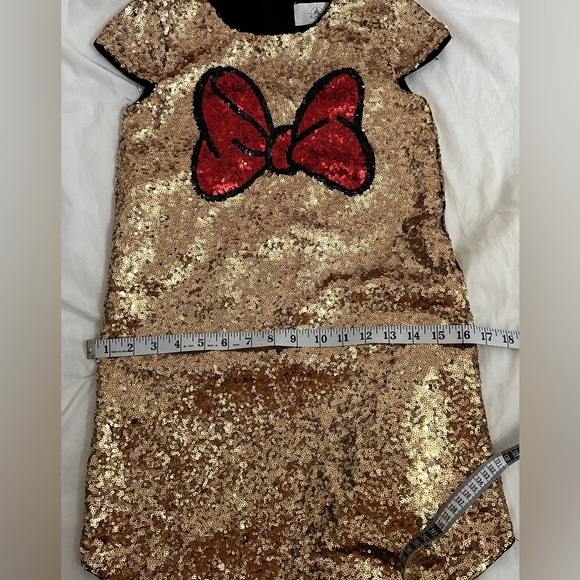 EUC Disney Minnie Mouse Bow fully sequin gold red dress - Picture 11 of 11